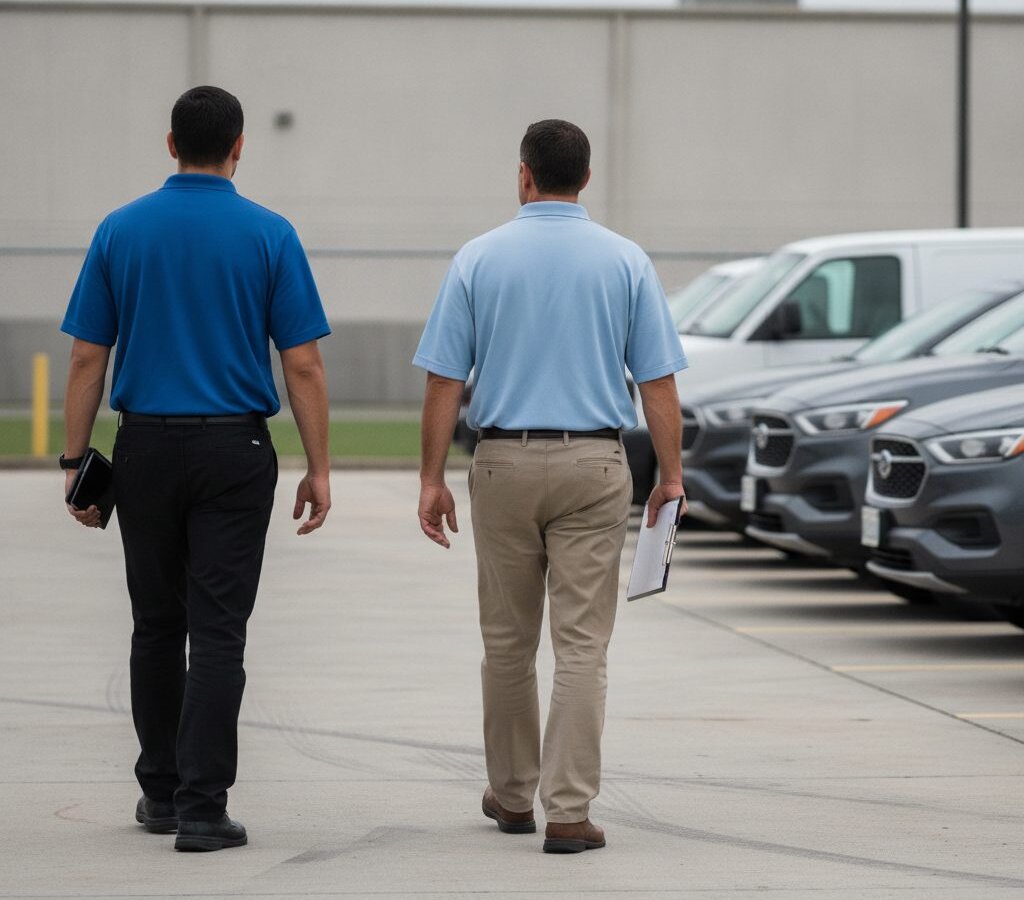 Fleet operations yard walk before a contract