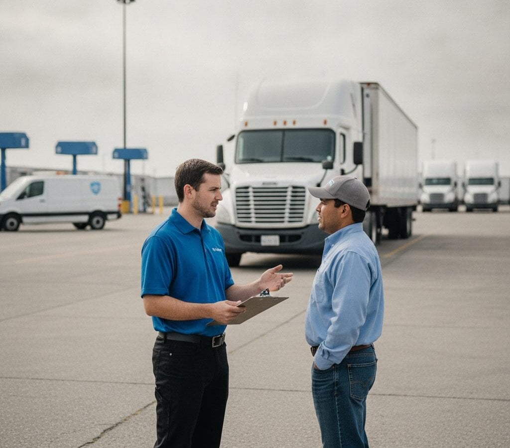 Semi Truck Detailing walk-around at customer yard