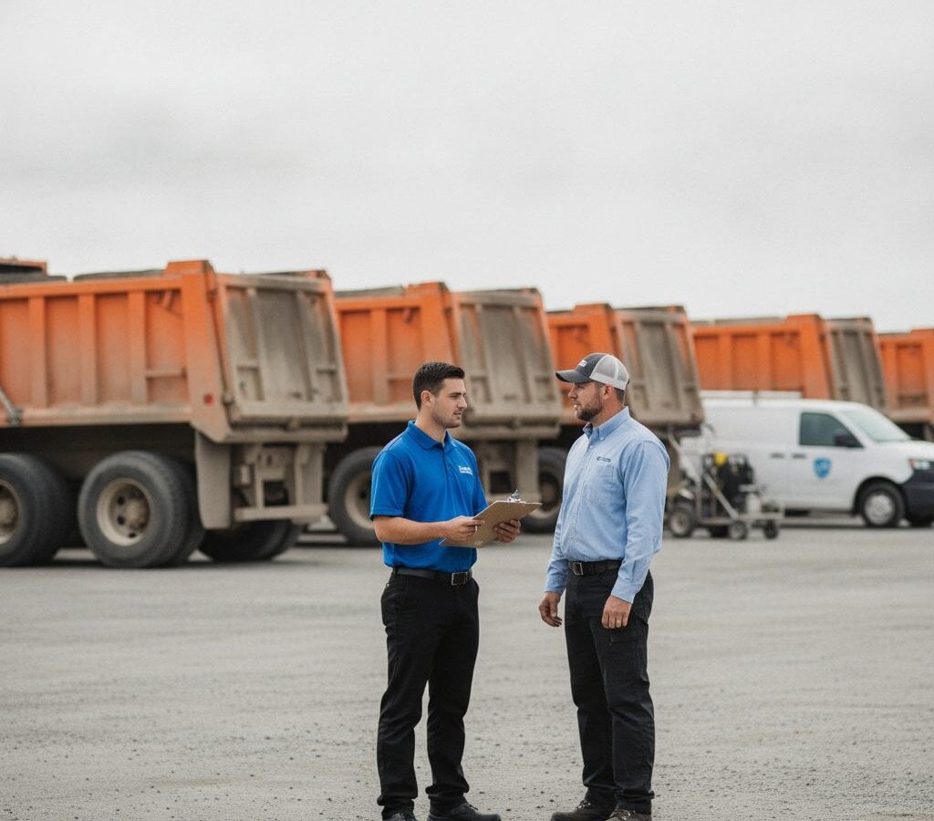 Dump Truck Cleaning walk-around at customer yard
