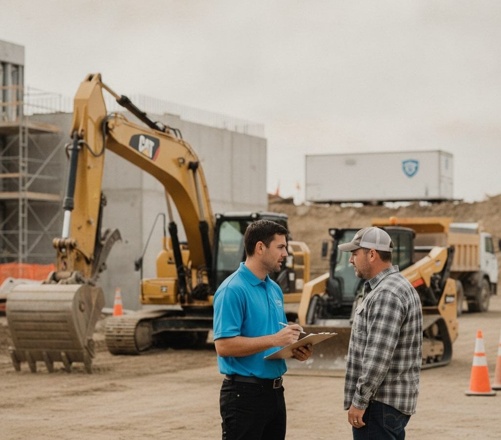 Construction Fleet Detailing walk-around at customer yard