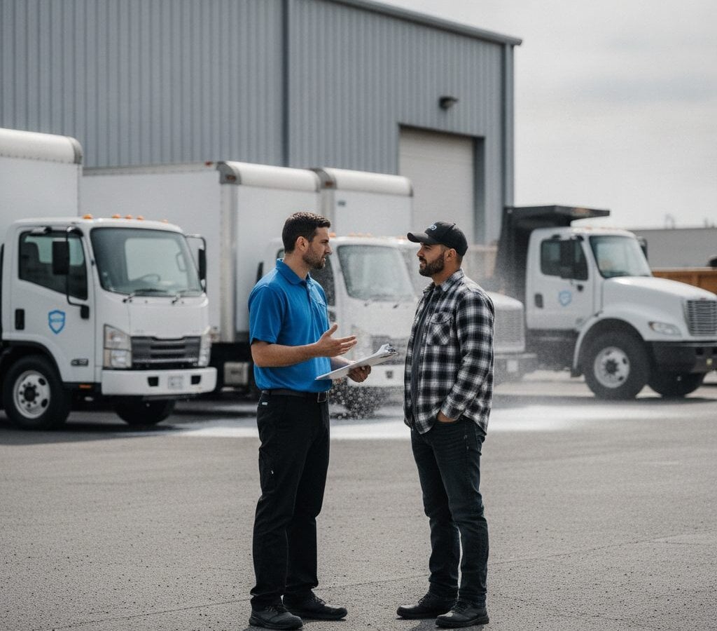 Work Truck Detailing walk-around at customer yard