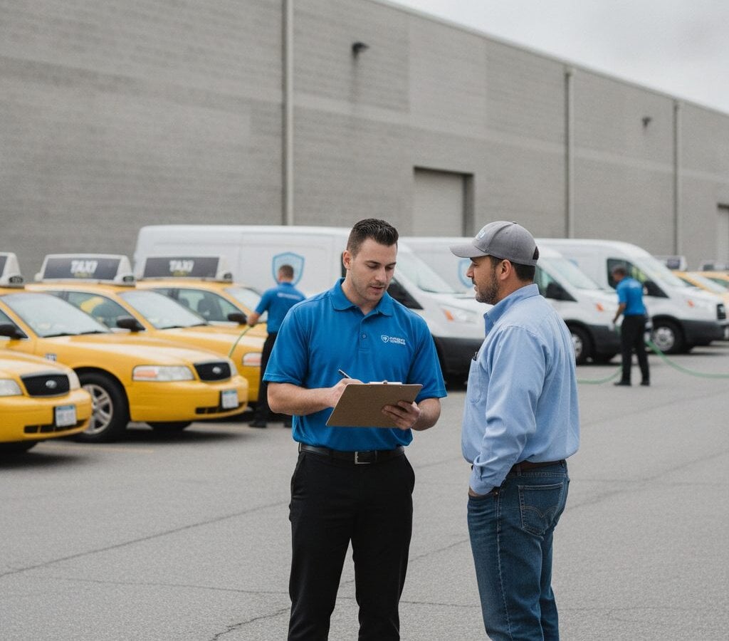Taxi Fleet Detailing walk-around at customer yard