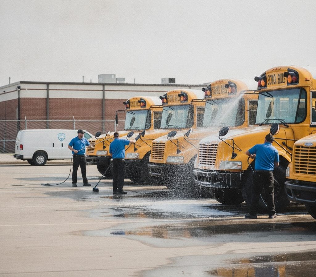 School Bus Detailing — mobile fleet detailing in the Triangle