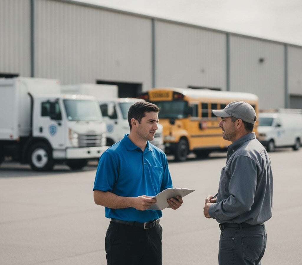Municipal Fleet Detailing walk-around at customer yard