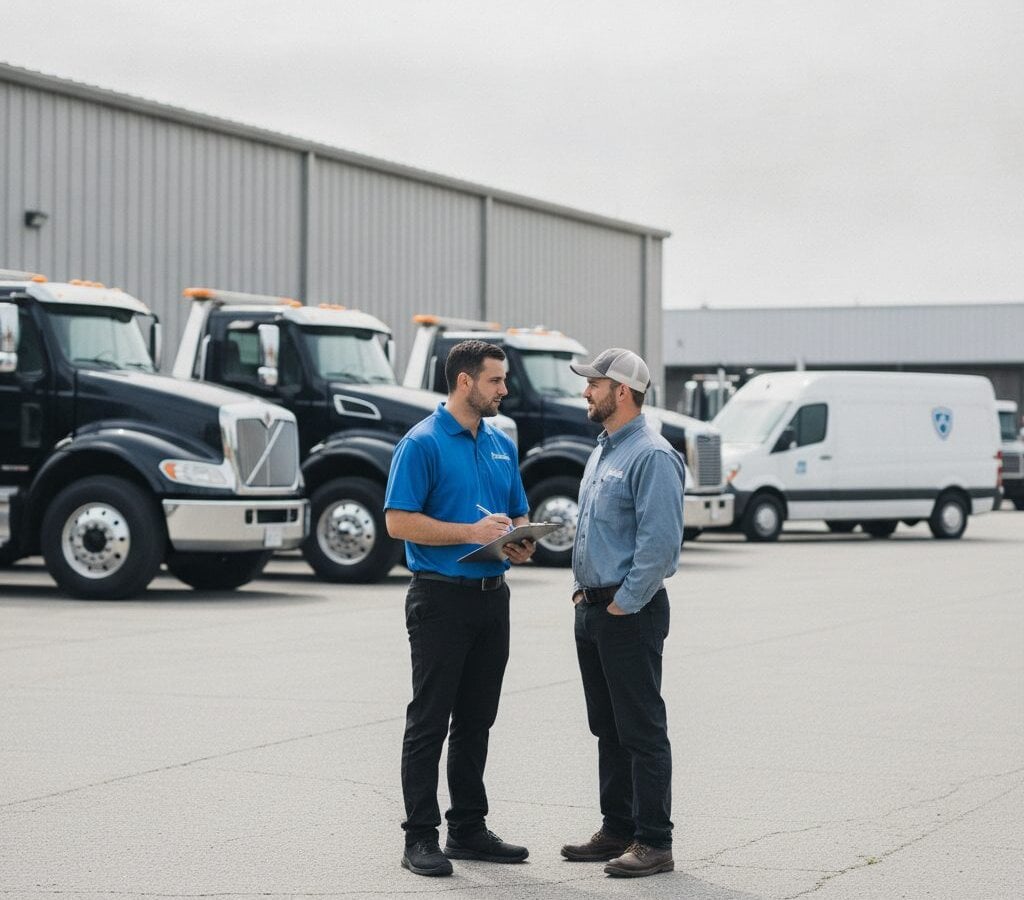 Tow Truck Detailing walk-around at customer yard