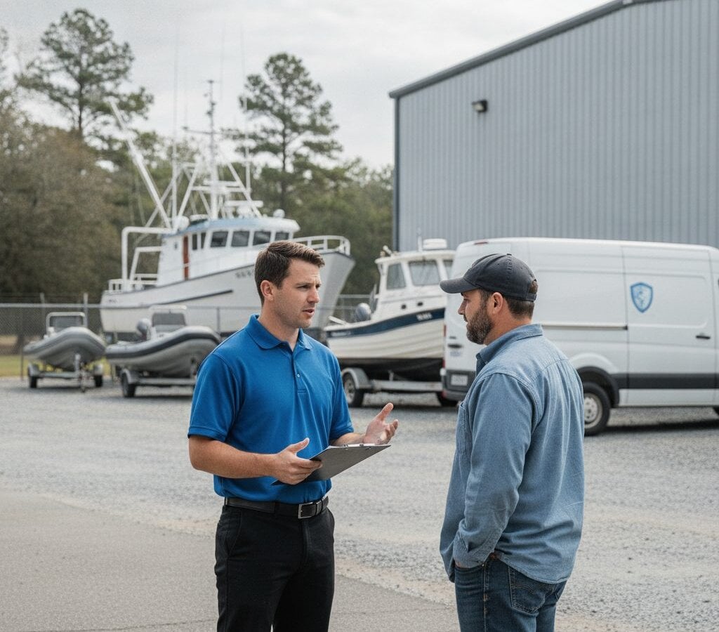 Marine Fleet Detailing walk-around at customer yard