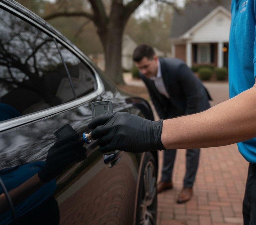 Walk-around diagnosis with paint thickness gauge before a detail