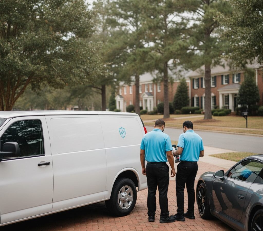 Mobile Detail Doctor crew + work van on site in the Triangle
