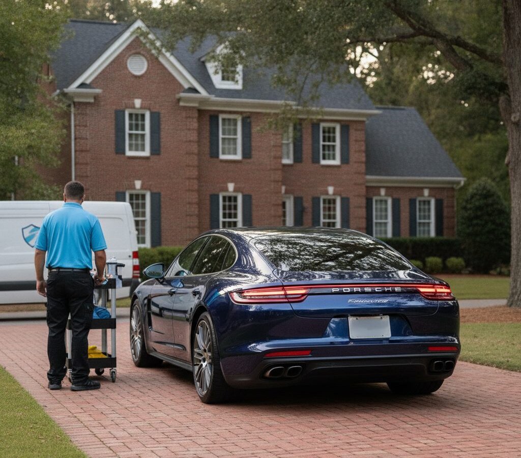 Vehicle at fast-turn delivery after same-day mobile detail