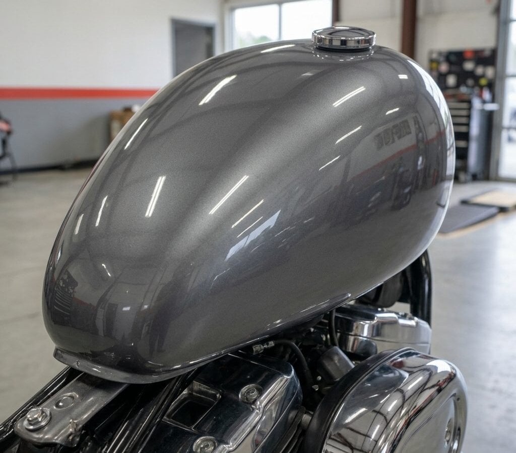 After motorcycle detailing — restored / finished result