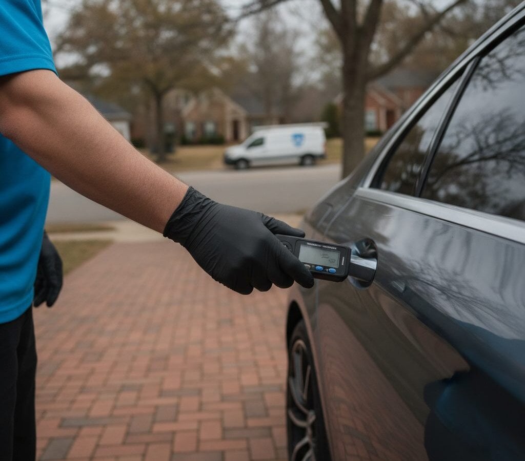 Odor Removal walk-around inspection by a mobile detail crew