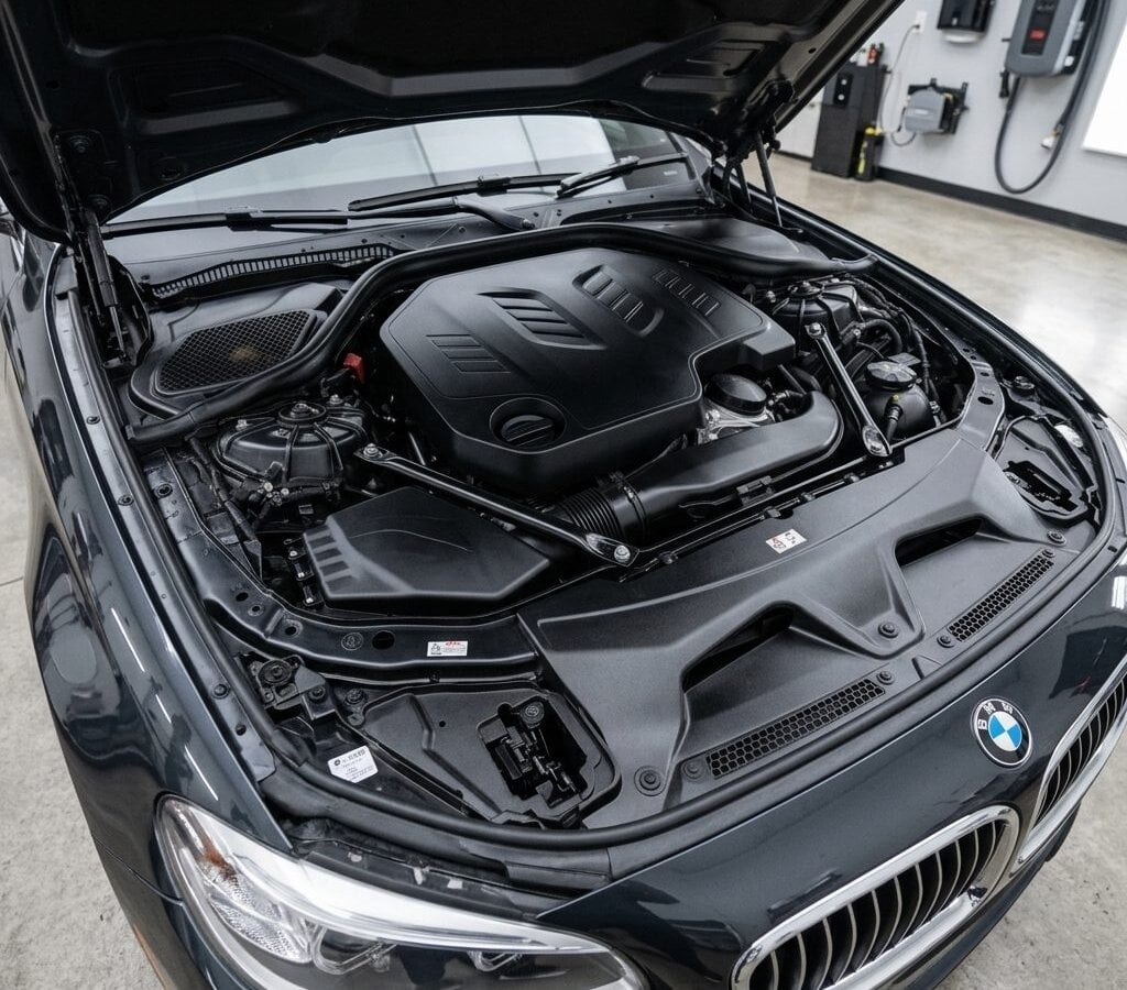 After engine bay detailing — restored / finished result
