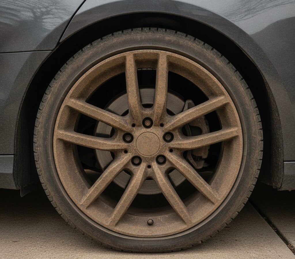 Before wheel and tire detailing — pre-service condition